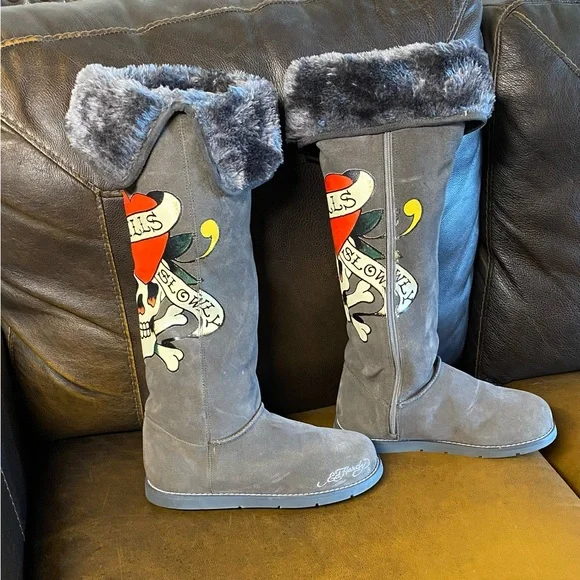 Vintage Ed Hardy Brand New Boots Sz.10 - Picture 4 of 6